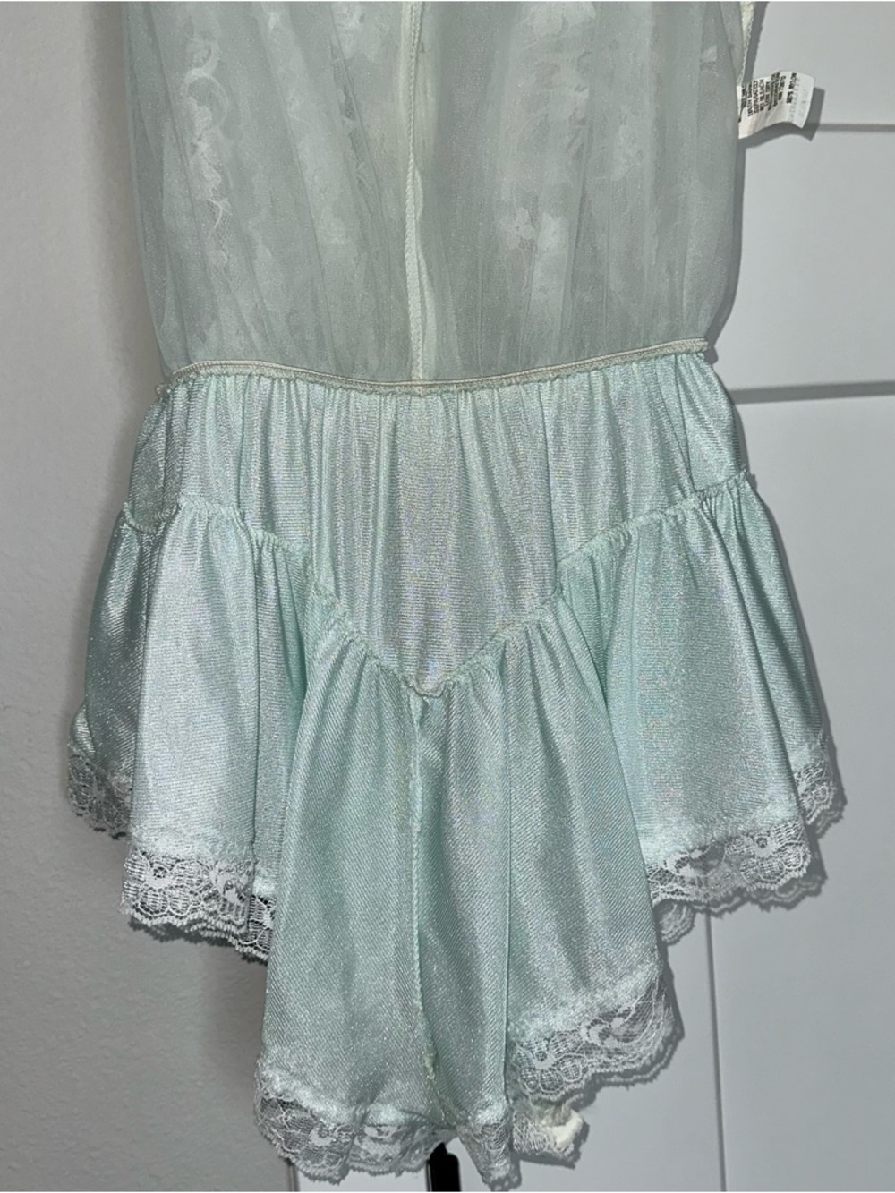 Lace & Satin Deep-V Teddy in Mint Green Tosca Lingerie of California size Small - Picture 8 of 8